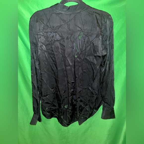 Rag & Bone 100% Silk Elegant Black Floral Sheer Top size Small - Picture 4 of 10
